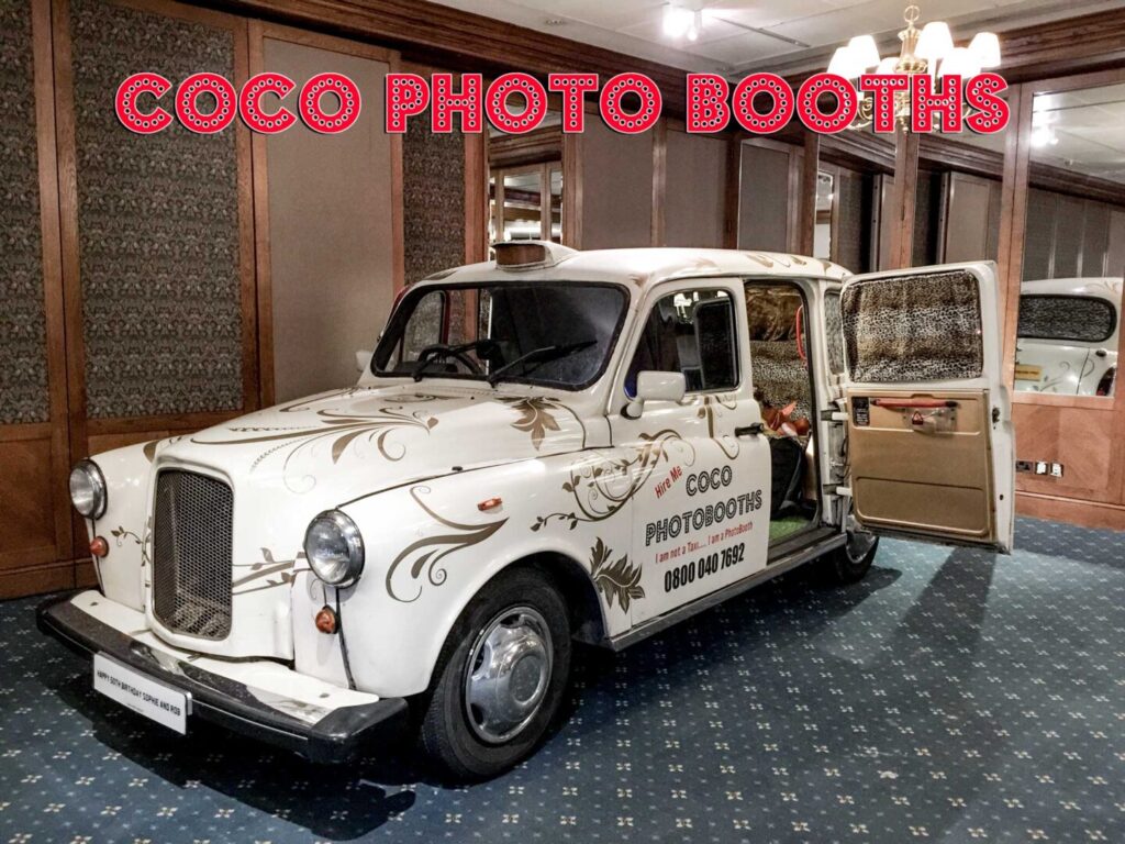 White taxi photo booth