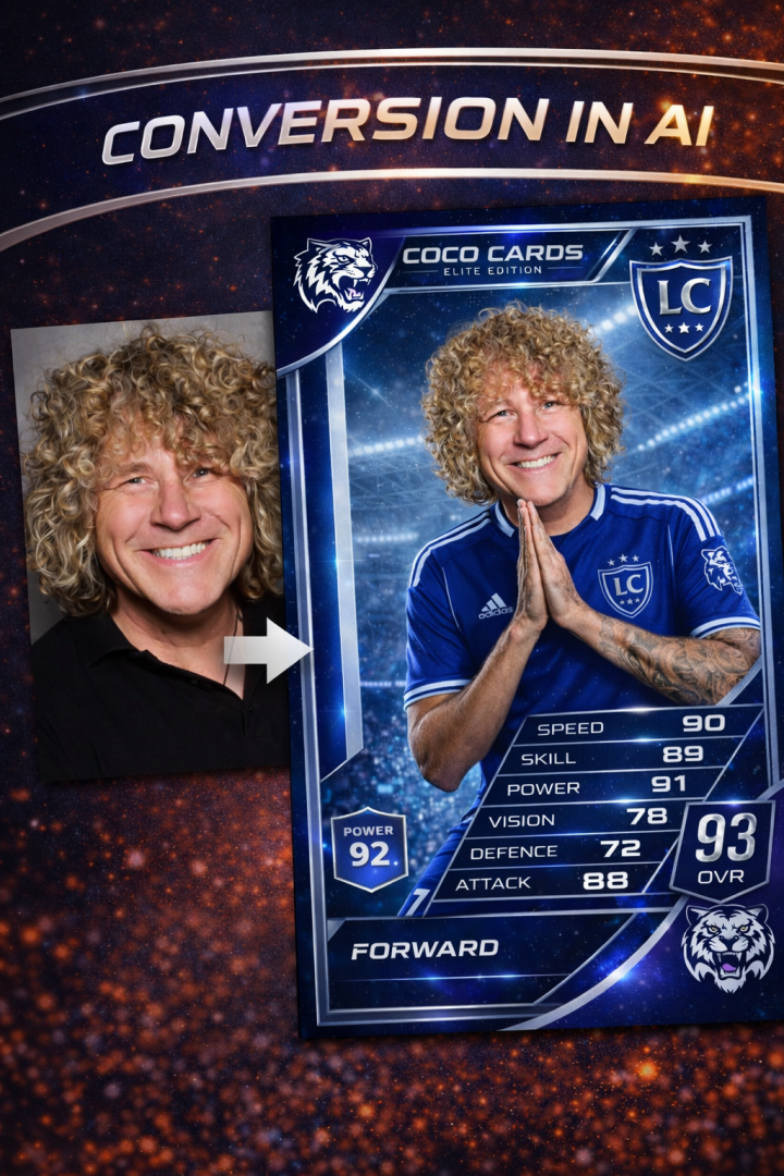 leo ferenc transformed into an ai footballer card london