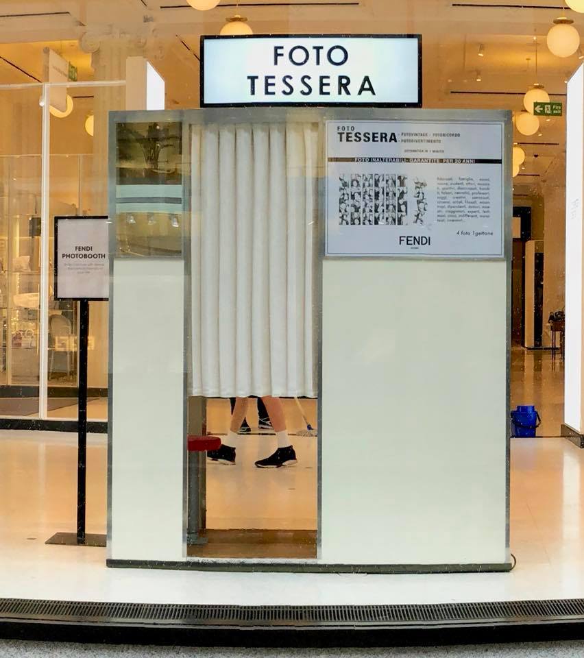 retro photomatic photo booth custom made for fendi in selfridges london