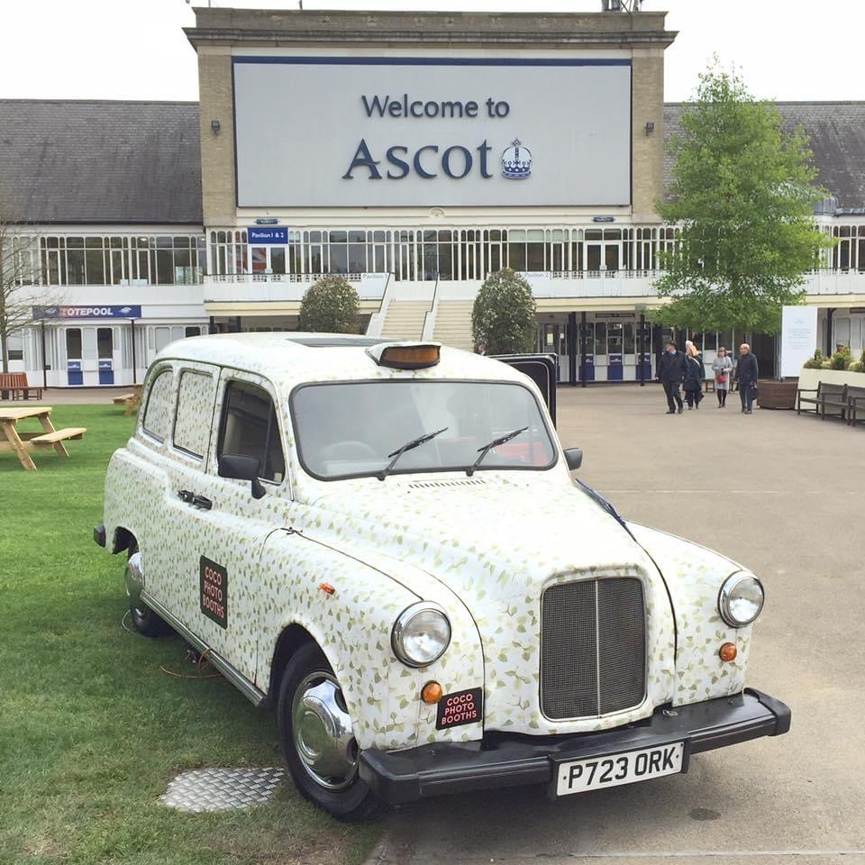 coco photo booths white taxi photo booth at Ascot races